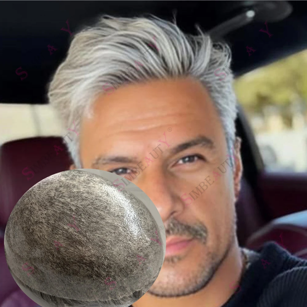 

1B50 1B80 Старик Настоящие девственные человеческие волосы Натуральная линия волос Необработанная кожа Поли-русый мужской парик Система капиллярных протезов