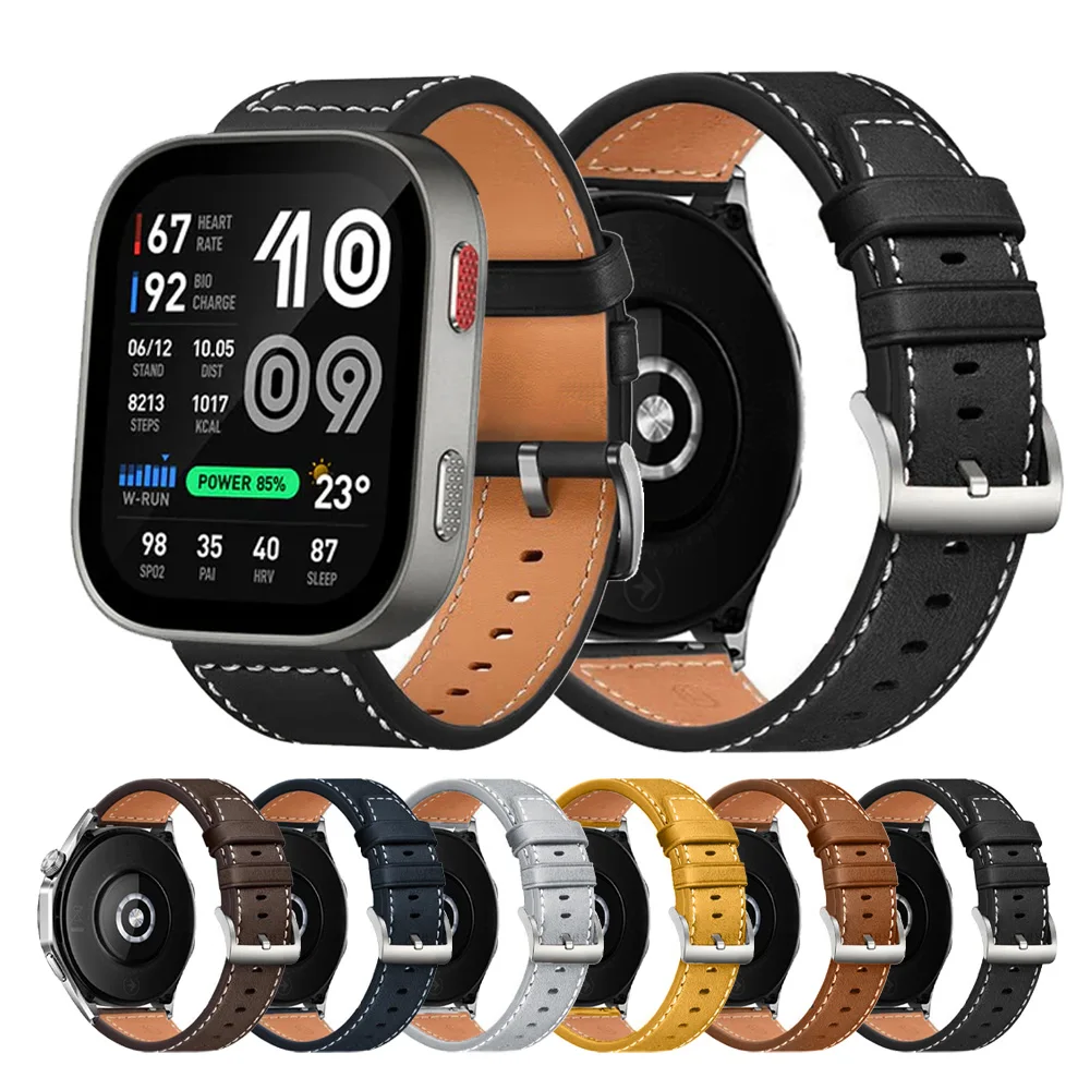 Leather Strap For Amazfit Cheetah 2 Ultra 48mm Strap GTR 47mm 2 2e 3 4/Bip Max 6 5/GTS 4 Wristband Correa Bracelet 20/22mm Band