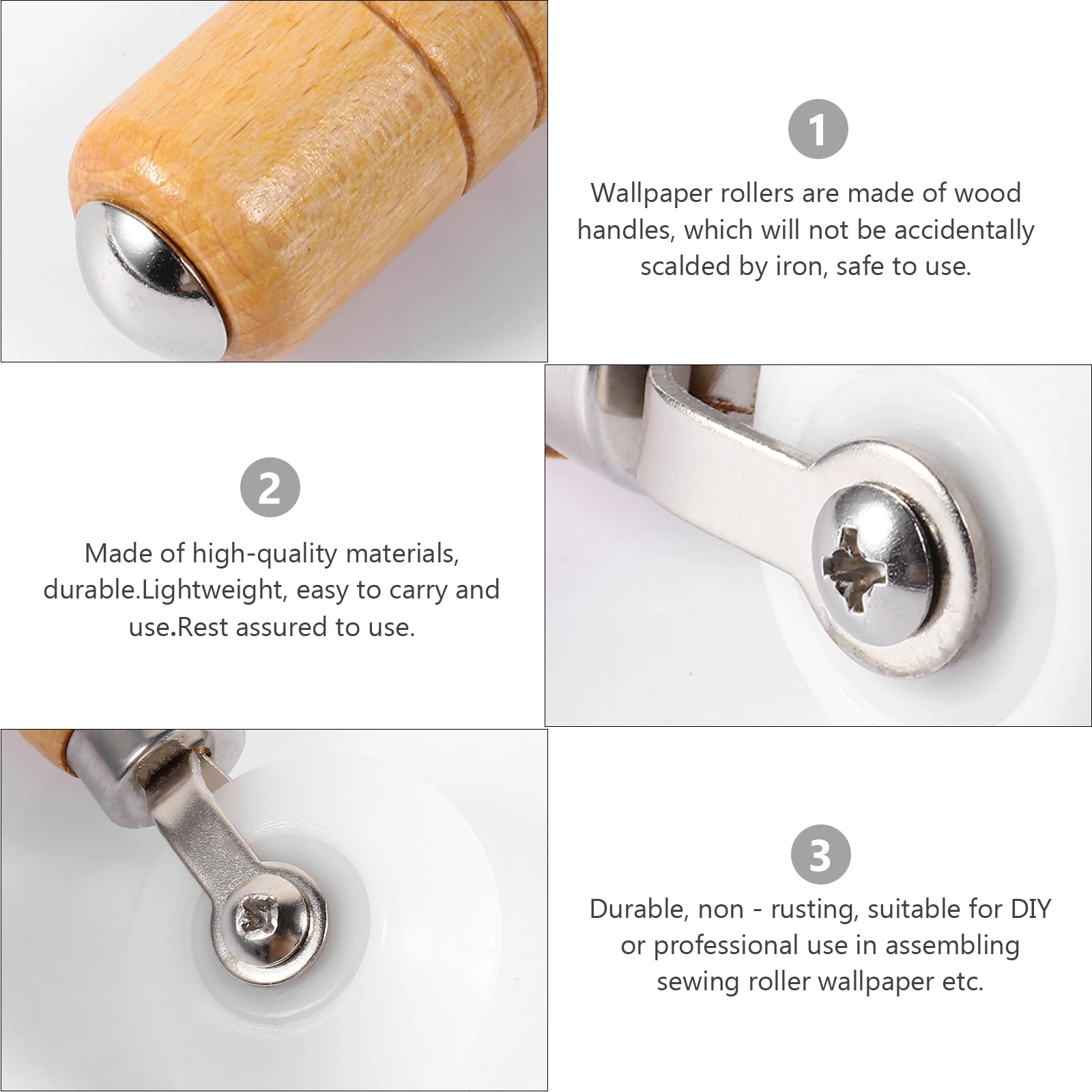 

Wallpaper Seam Roller Construction Tools Wooden Handle Peel Wheel for Home Car Decor Sound Insulation Film Vinyl Professional