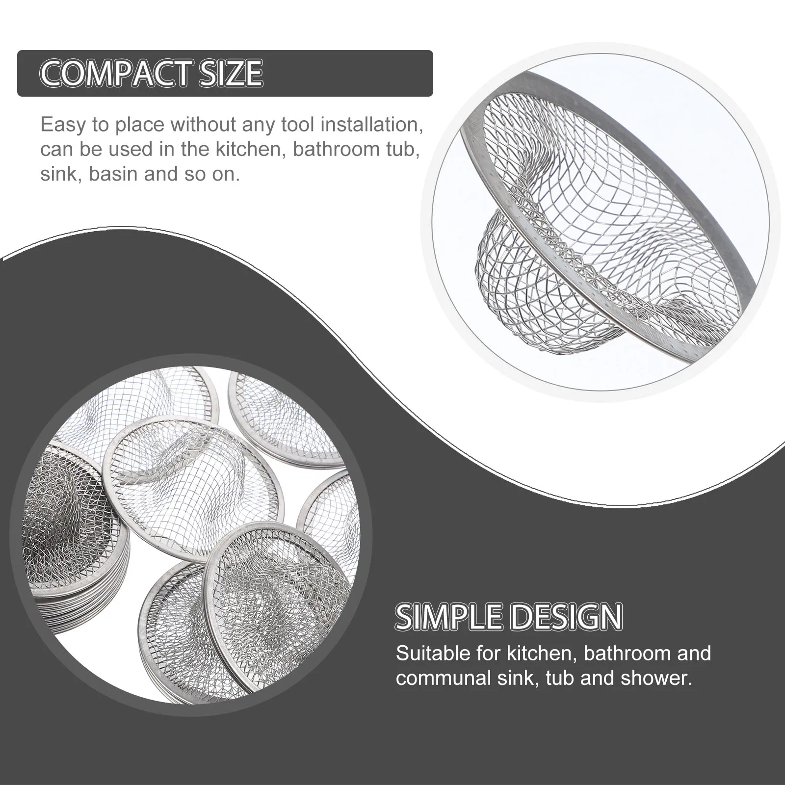 

20Pcs Stainless Steel Sink Strainer High Hardness Mesh Drain Filter for Kitchen Bathroom Laundry Utility Sinks Fine Mesh Metal