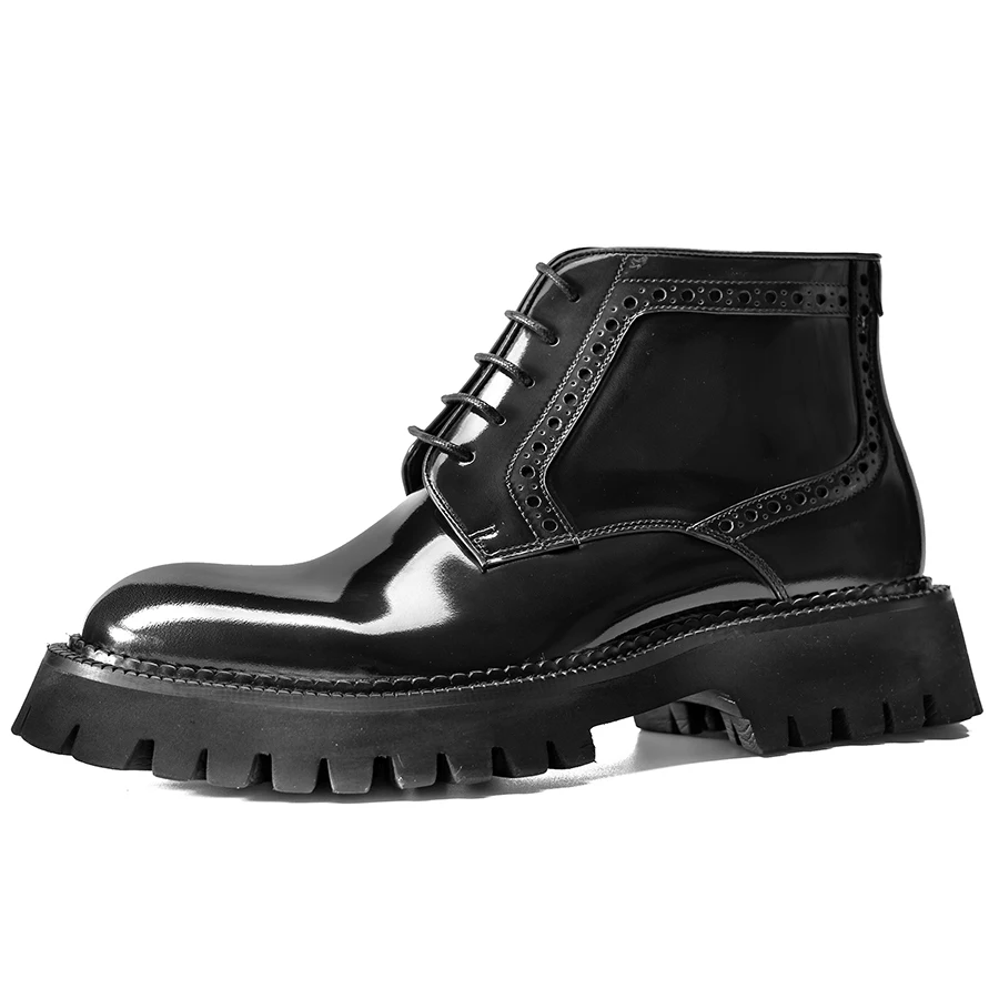 Hanmce Chelsea-Stiefel 2025, bequeme Brohue-Stiefeletten aus echtem Leder, hochwertige Slip-On-Luxusschuhe für Herren