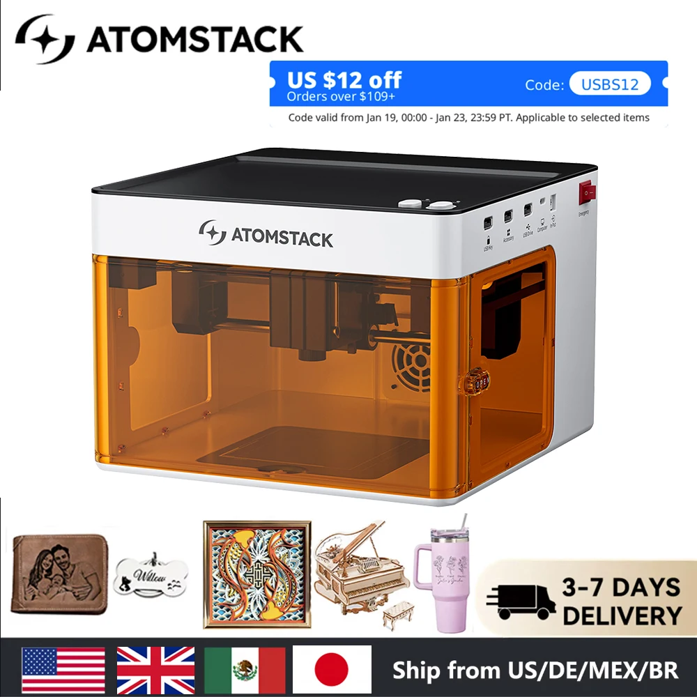 Atomstack P1 Mini graveur Laser Portable 5W bricolage Bluetooth Machine peint chien étiquette papier cuir bois pierre Logo