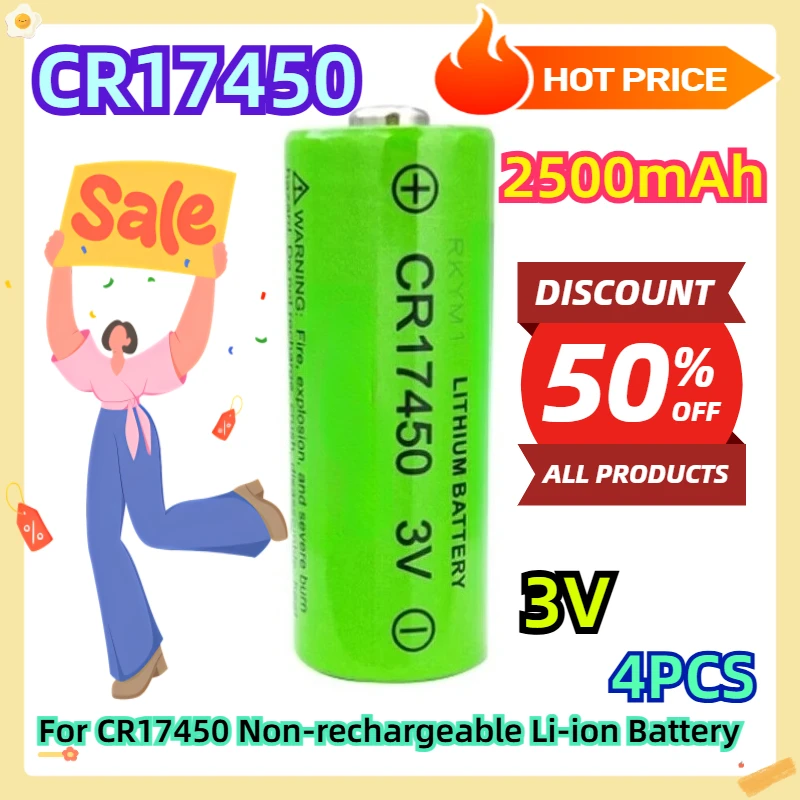 

3.0V 2500mAh 4pcs For CR17450 Non-rechargeable Li-ion Battery