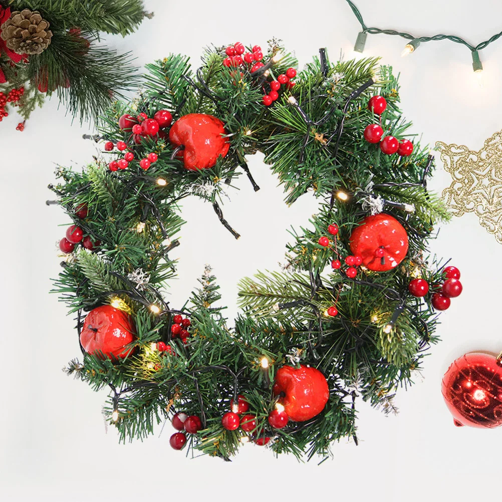 

Christmas Cherry Wreath 30cm LED Cane Rattan Warm Light Home Party Garland Decor Christmas Wreath Decoration Garland Decor