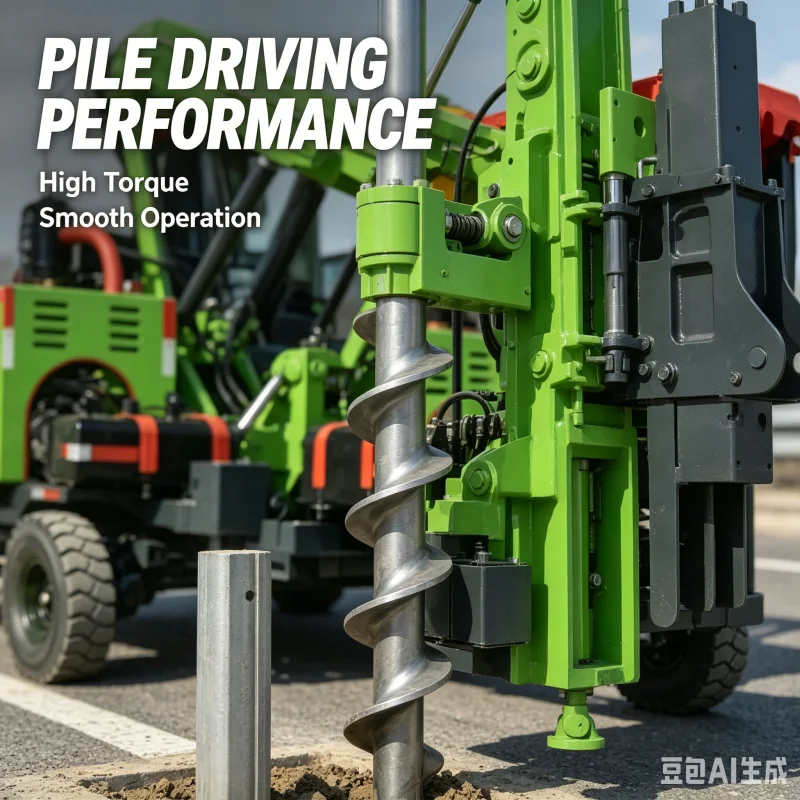 Guardrail Pile Driver Hydraulic Wheel Mounted Machine Hammer Heavy Duty Fence Post Driver Highway Construction Site Engine Pump