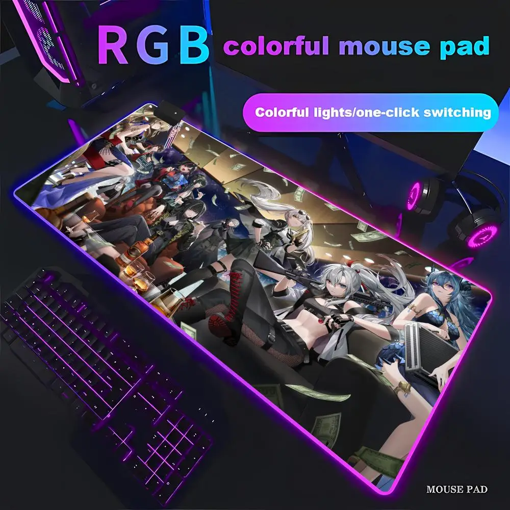 Alas Mouse HD Printing GRAY RAVEN PUNISHING Baru, Alas Mouse Gaming RGB HD Gamer Besar dengan Lampu LED, Alas Mouse Komputer PC Anti Selip