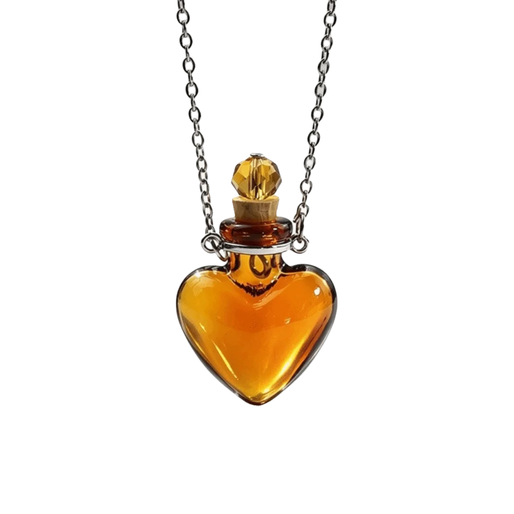Openable Pendant Necklace Water Drop Shape Glaze Vial Openable Glaze Vial Necklace Steel Chain Heart Shape Vial Pendant Necklace