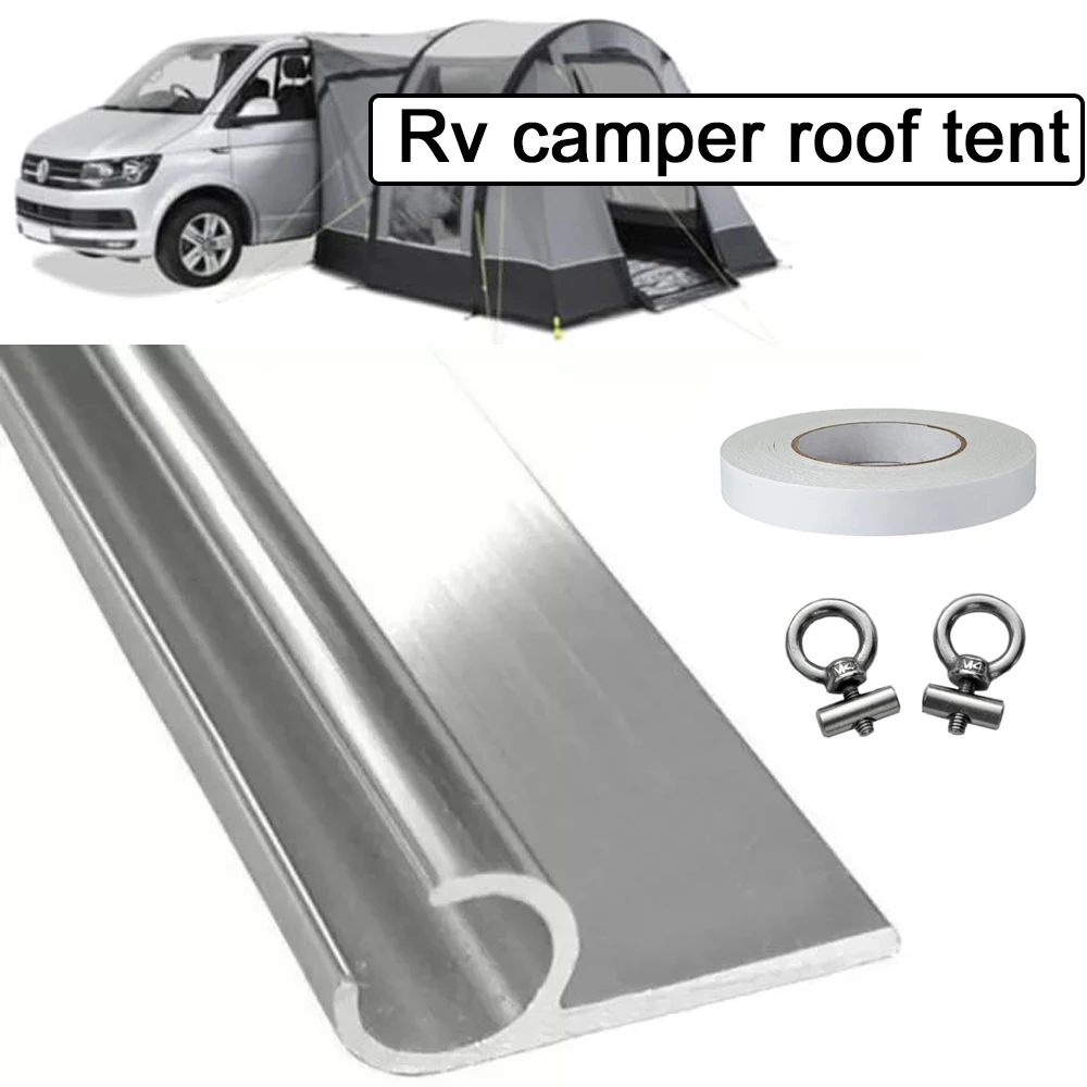 1Set Rv Dak Tent C Kanaal Rail Met Hijsring Schroef Dubbelzijdig Tape Voor Camper Caravan Camper Van Rv accessoires