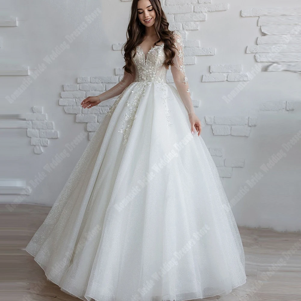 Lace Flower Printing Women Wedding Dresses Sweetheart Collar Lace Appliques Wedding Gowns Customized Banquet Vestidos De Novias