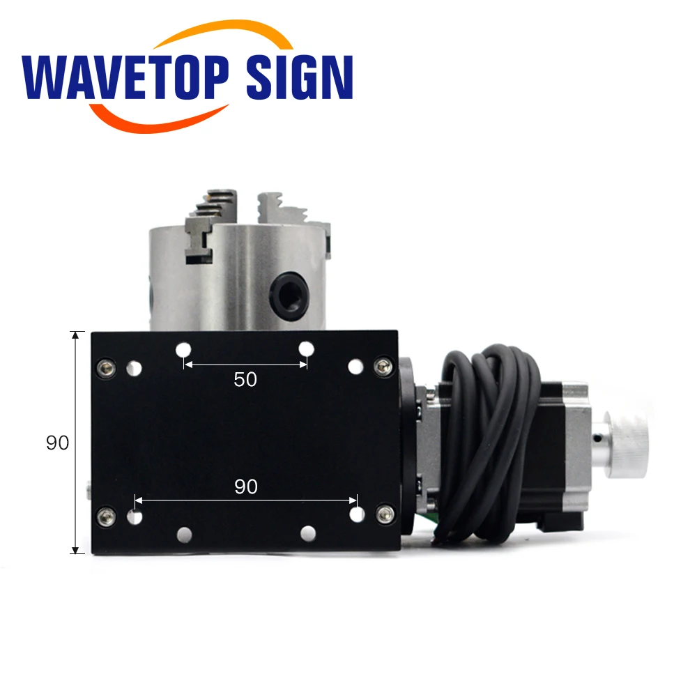 WaveTopSign Gearbox Rotary Worktable Chuck 80mm for Laser Marking Welding Cutting Machine