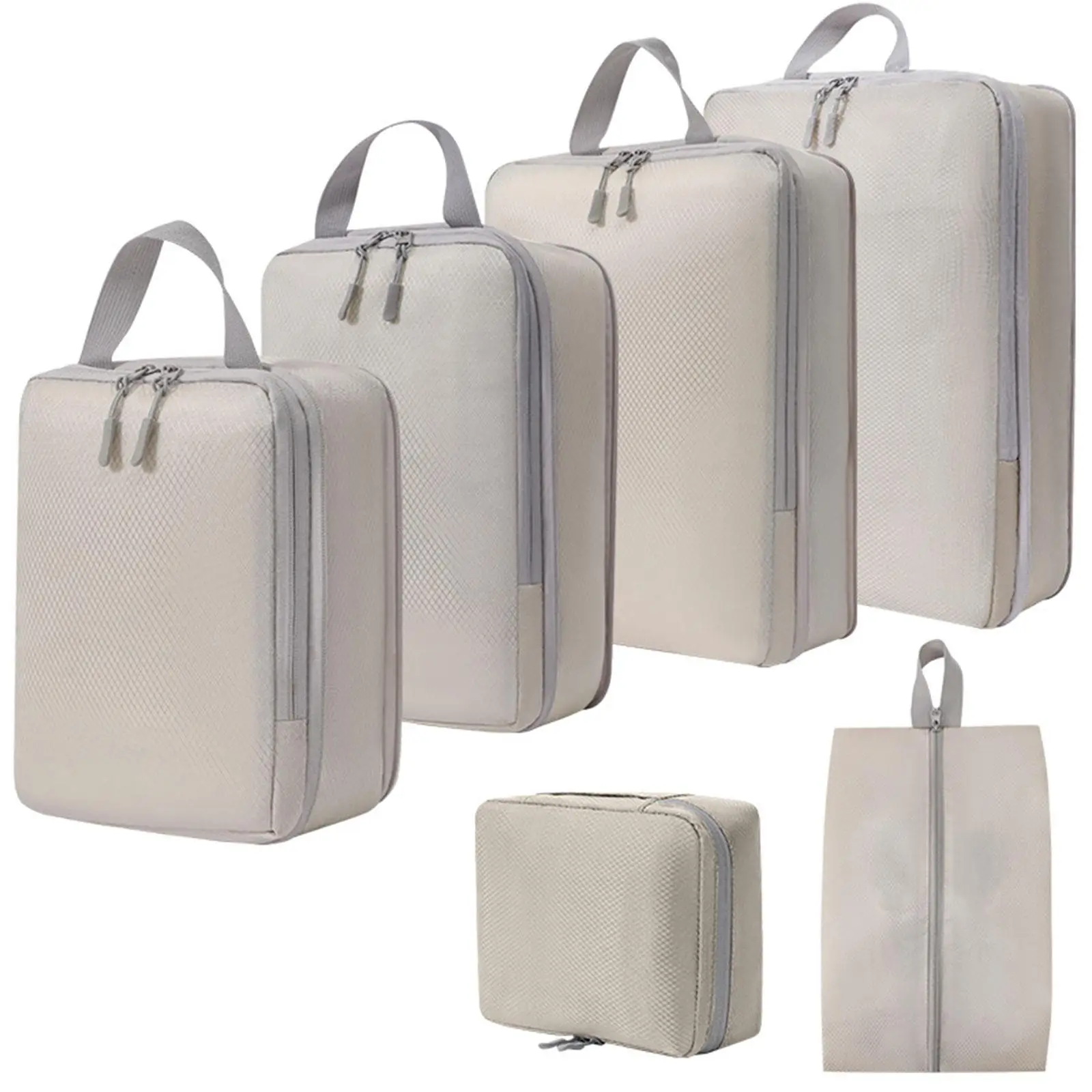 6x Portable Packing Cubes Polyester Luggage Bags for Hiking Business Trips