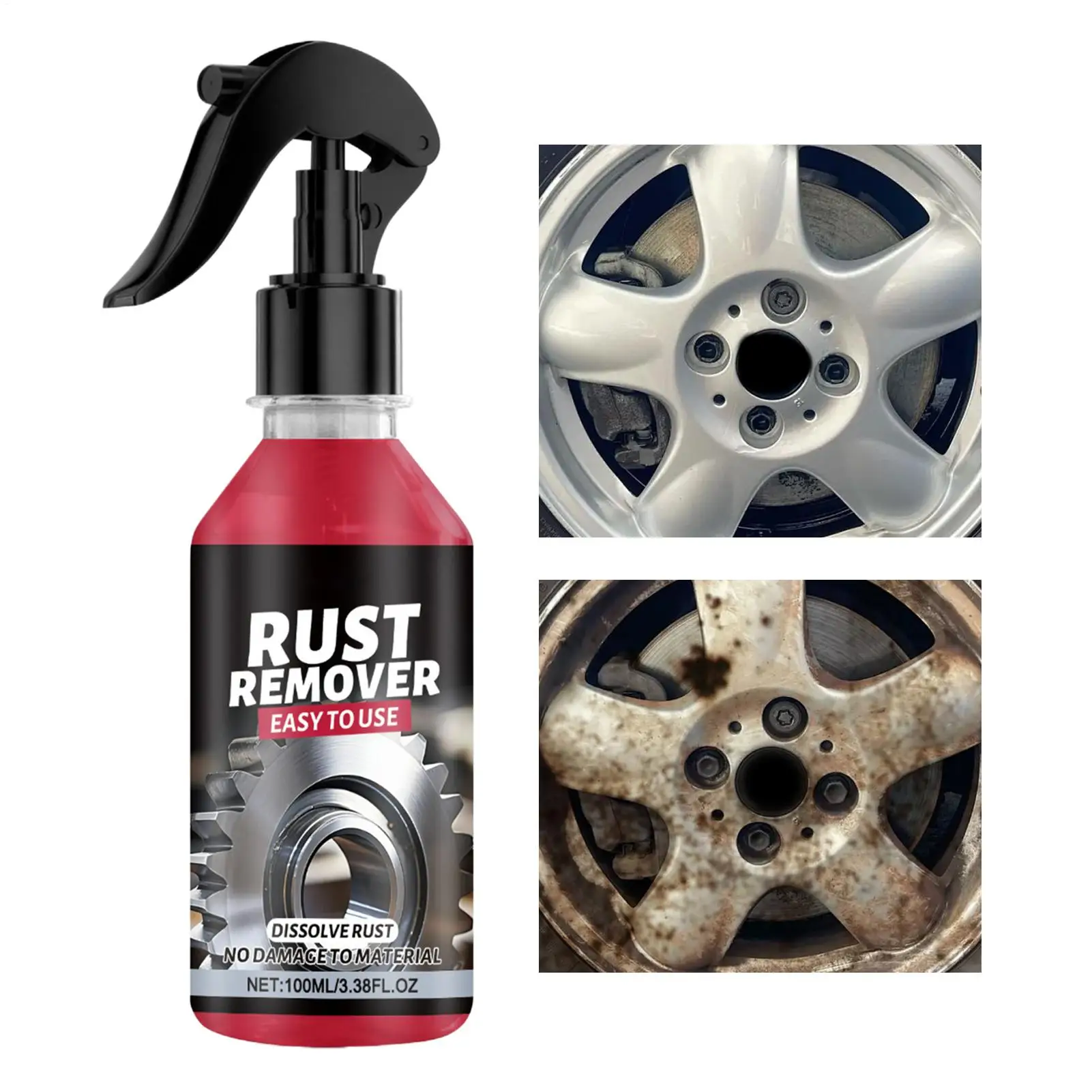 Fast-Acting Rust Remover 100ml High-Concentration Dissolver Removes Rust from Car Bike Tire Rims Chains Tools Cleaner