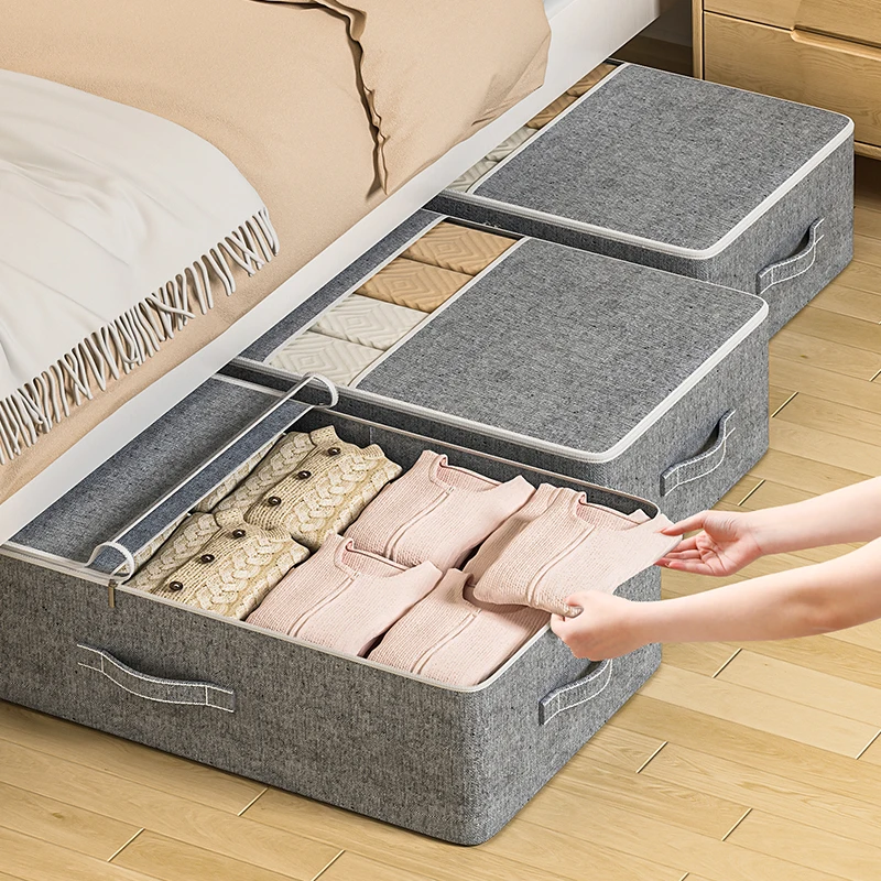 Kleidung Unterbett-Aufbewahrungstasche mit Deckel Faltbar für Bettwäsche Spielzeug Schrank-Organizer Platzsparend mit Verstärktem Tragegriff