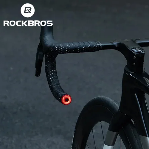 ROCKBROS-luces para manillar de bicicleta IPX6, luz trasera para bicicleta, 5 modos, Sensor de freno inteligente, seguridad de conducción nocturna