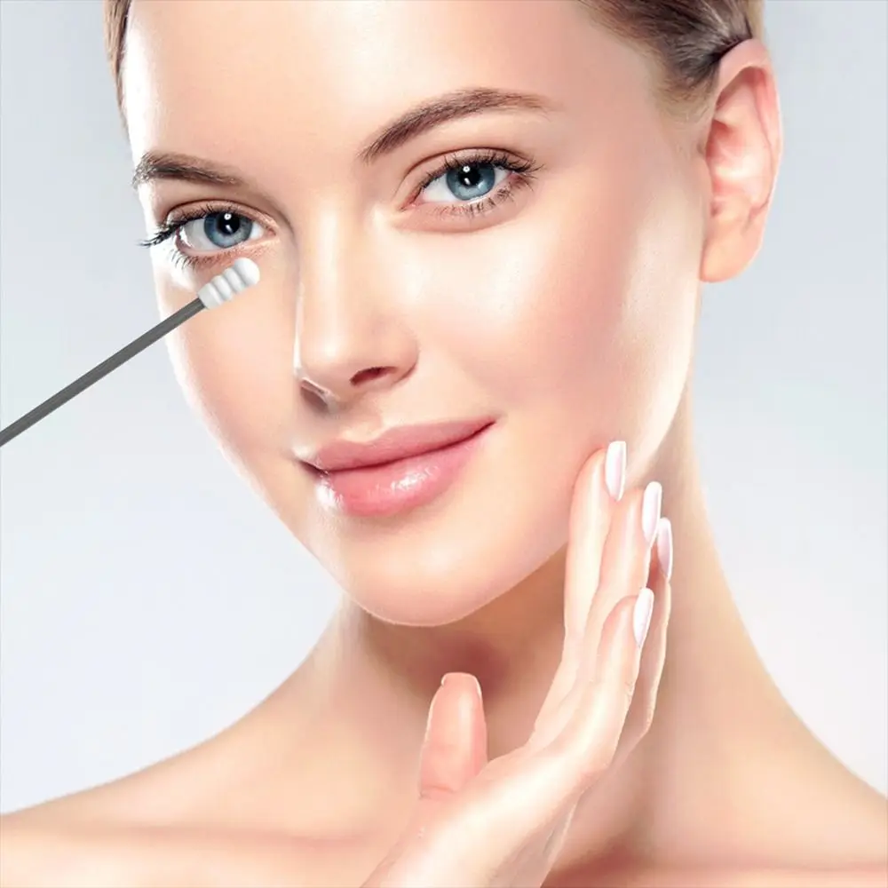 1 مجموعة قابلة لإعادة الاستخدام مزدوجة نهاية سيليكون أعواد قطنية عصا سيليكون تجميل ضد الماء أعواد قطنية متعدد الألوان Earpick العالمي