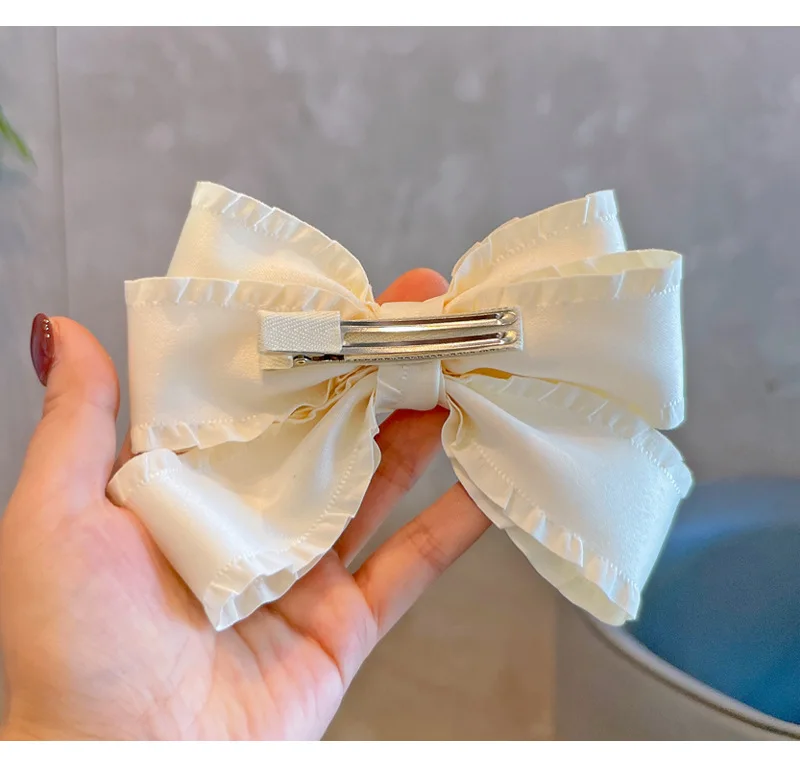 دبوس شعر أنيق على شكل فيونكة كبيرة للفتيات مشبك شعر كوري للخريف والشتاء إكسسوارات شعر عصرية لرفع ملابس الأطفال الأنيقة