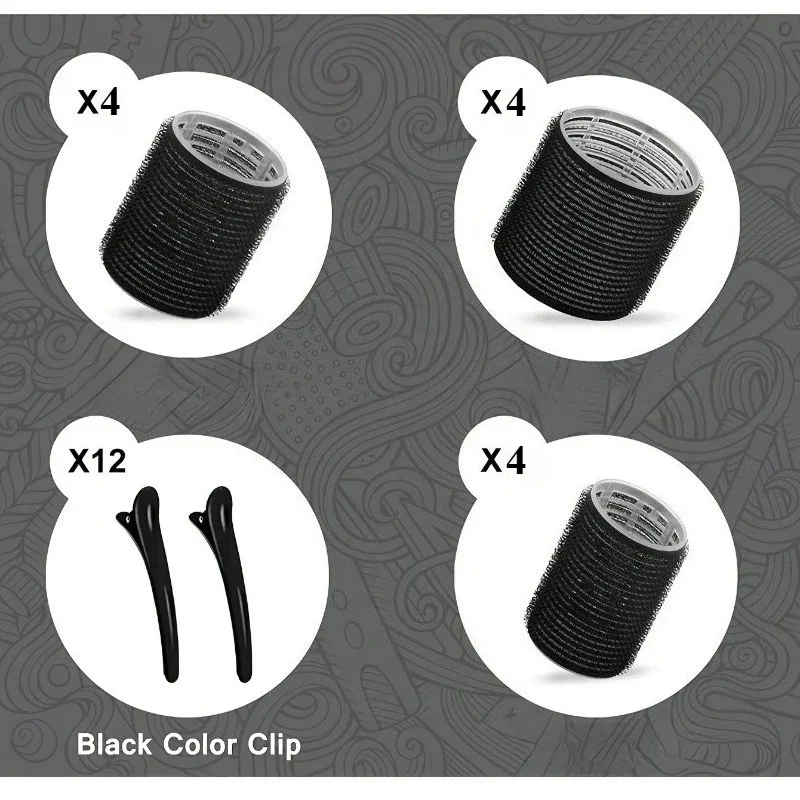 WANMEI 24pcs/Set Hair Roller Sets Self-Grip Hair Rollers Heatless Hair Curlers No Heat 3 Sizes Hair Rollers Clips Styling Tools