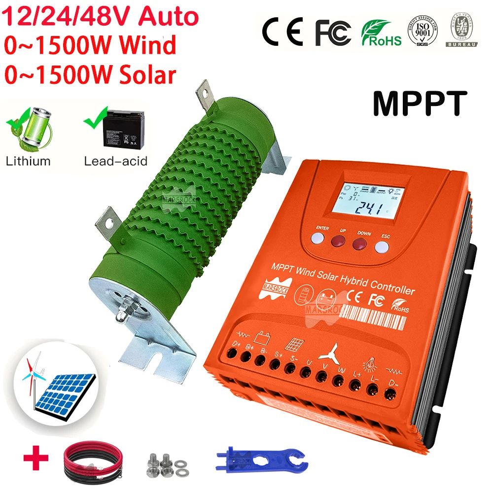 12V 24V 48V 3000W Hybrid Wind Solar Charge Controller MPPT Wind Generator Solar System For Lifepo4 Lithium Lead Acid Battery