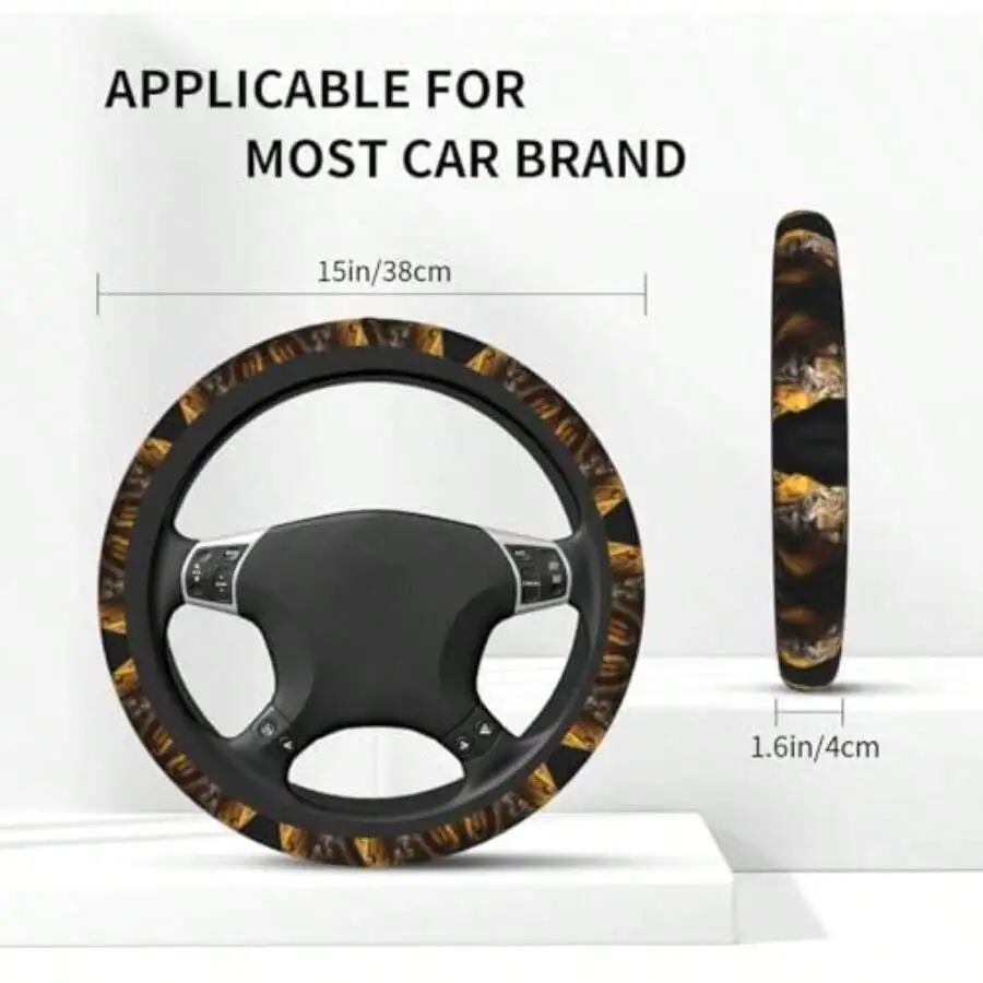 

Elastic Leopard Print Steering Wheel Cover For Most Car Brands Trucks SUVs