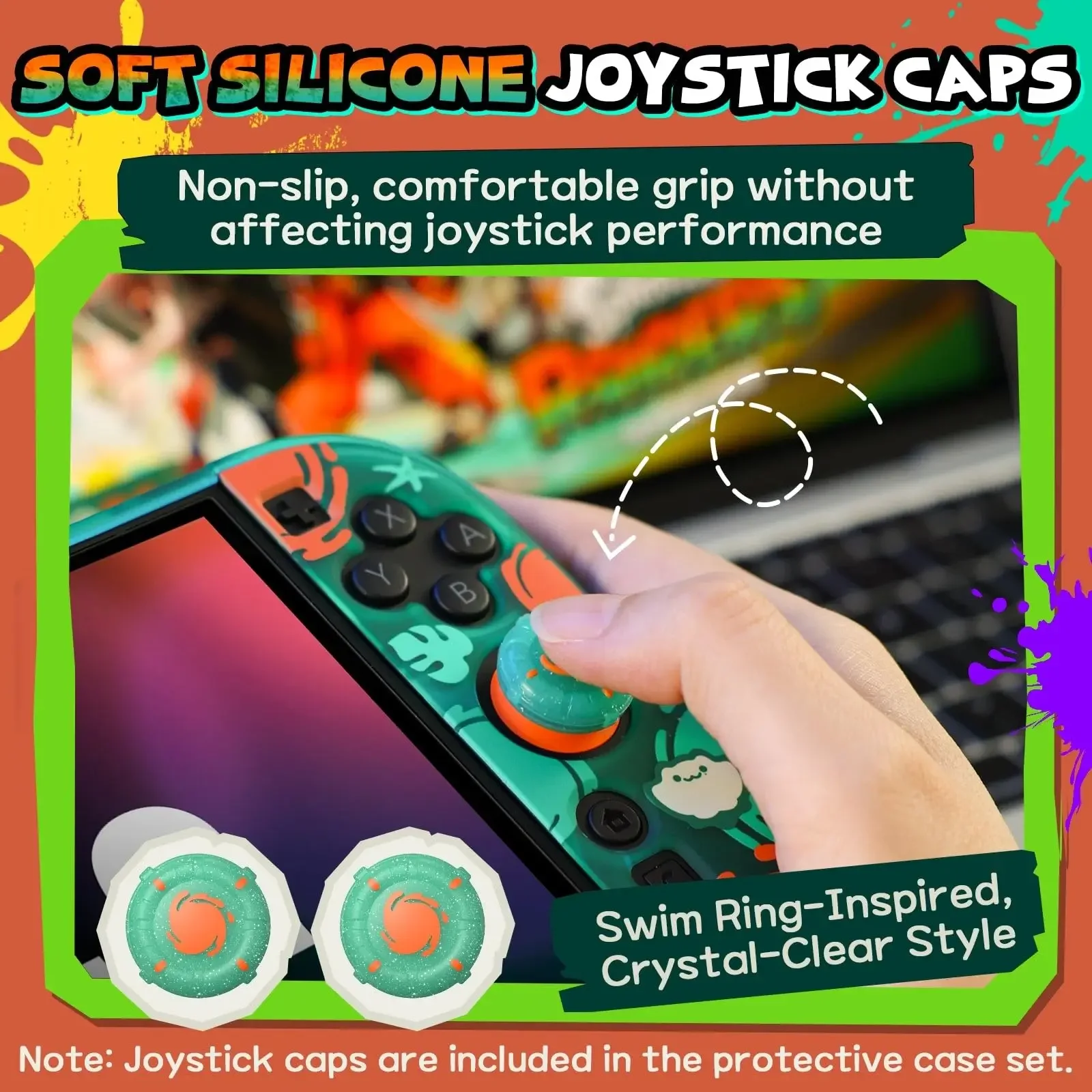 IINE Color Full Shell Protective Case for Nintendo Switch 2 Atomic Green | Dock-compatible Clear PC Shell with Precision Cutouts