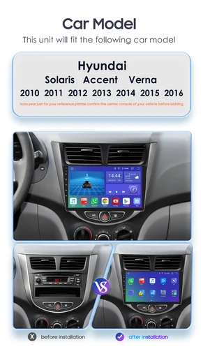 Imagen 2 del producto Hizpo Android Auto 2 Din para Hyundai Solaris Verna Accent 1 2010-2016 Radio de coche reproductor de vídeo Multimedia Carplay 4G WIFI GPS 7862