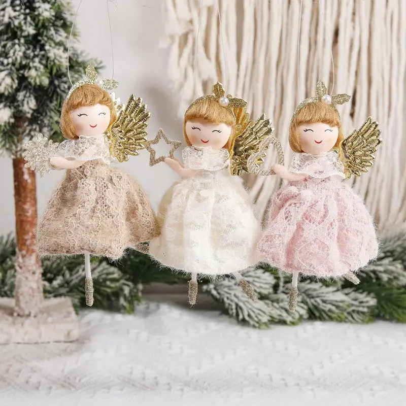 

Mini Angel Pendant Cute Glittering Girl Hanging Ornaments Small Fairy Doll Christmas Tree Decorations Navidad Party Supplies