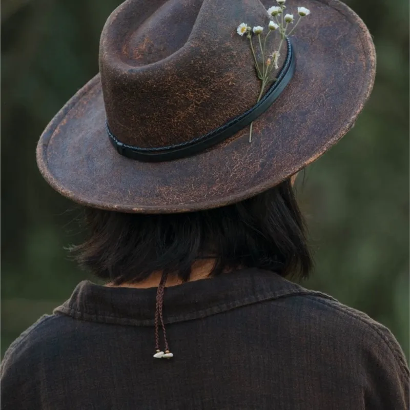 

Solid-color mottled hand-dyed persimmon hat