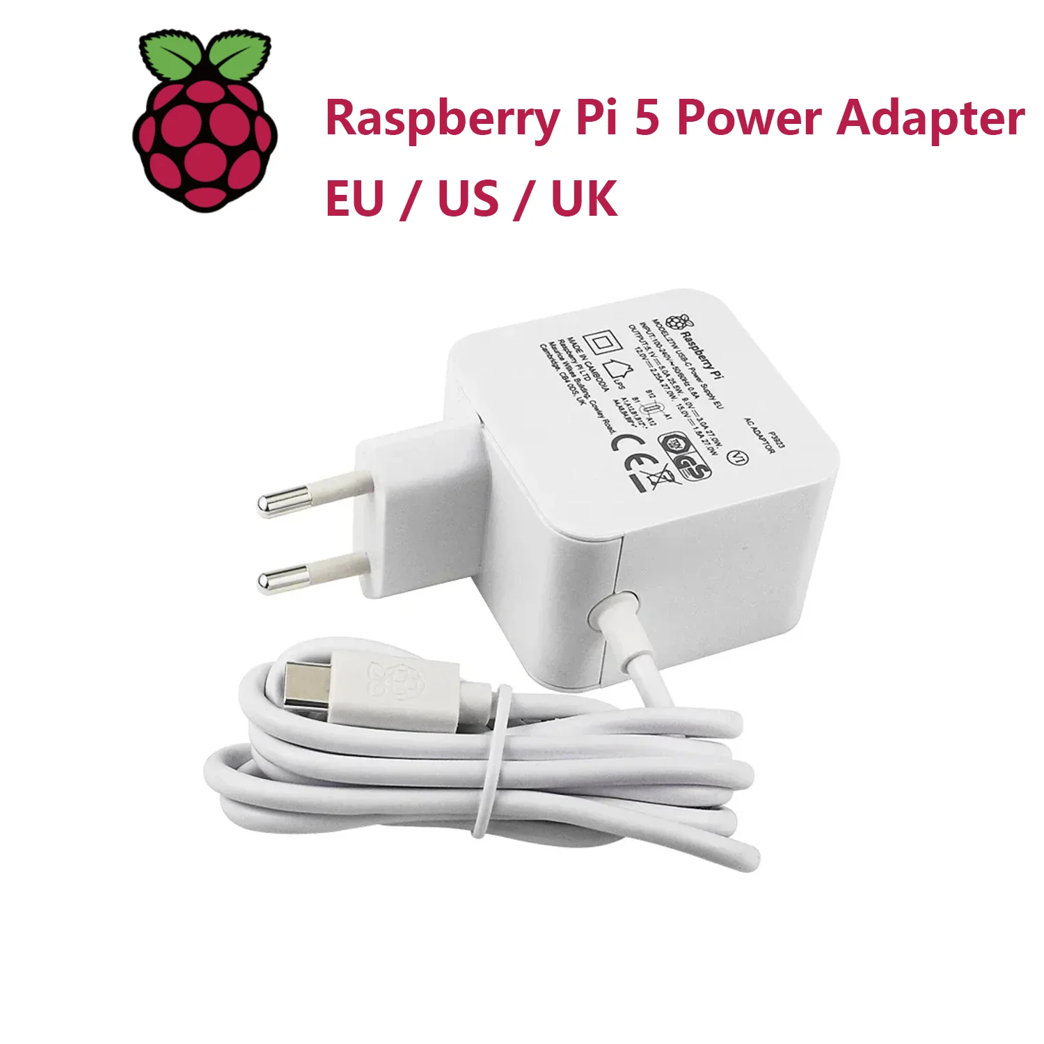 Imagem -02 - Raspberry pi Cabo de Alimentação Tipo-c Usb-c 5a 27w 1.2m Cabo Eua ue Reino Unido 100hz 240v 9v 3a 12v 2.25a 15v 12 Uma 5