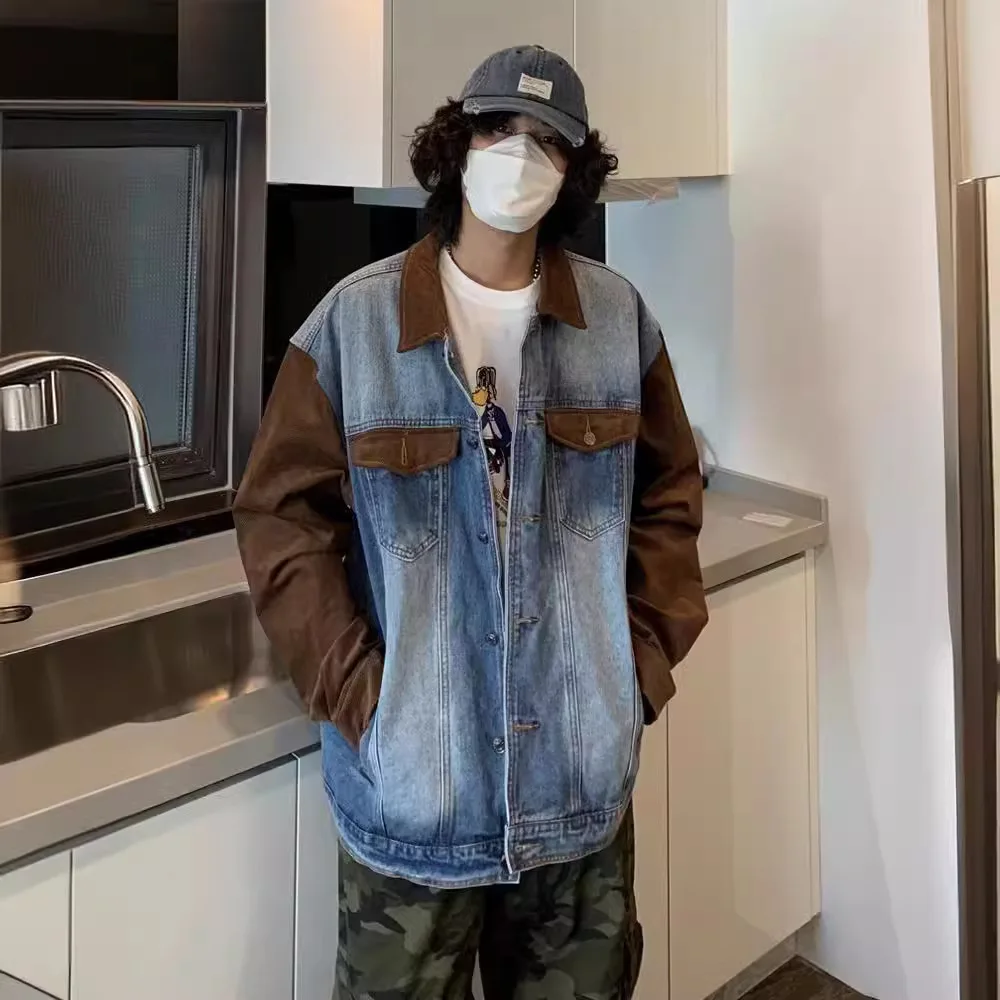 Denim jacket men's spring and autumn loose trendy jacket casual and versatile spring and autumn high street style couple jacket