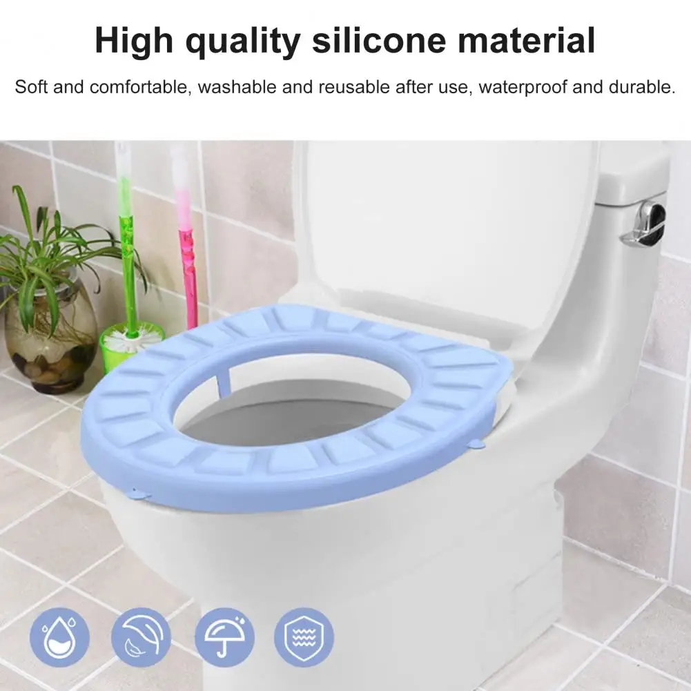 Washable Silicone Toilet Cover Silicone Toilet Mat Reusable Silicone Toilet Seat Covers for Adults Kids Waterproof for Public