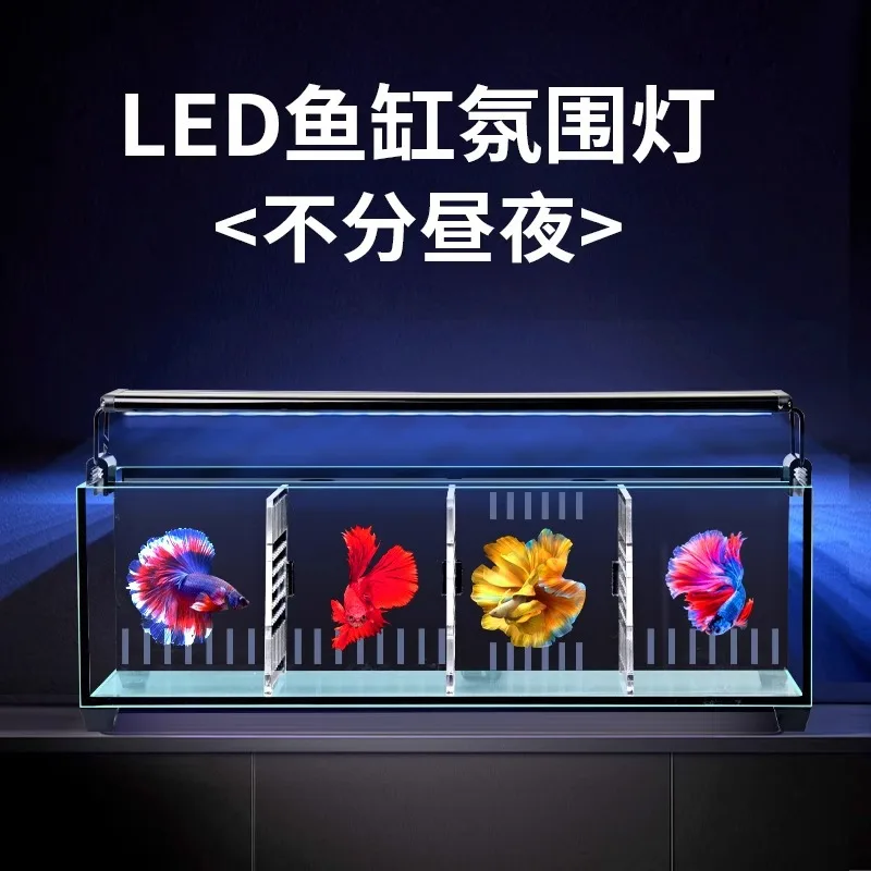 Living room small ultra-white betta tank glass multi-grid isolation back filter water-free ecological goldfish tank for betta