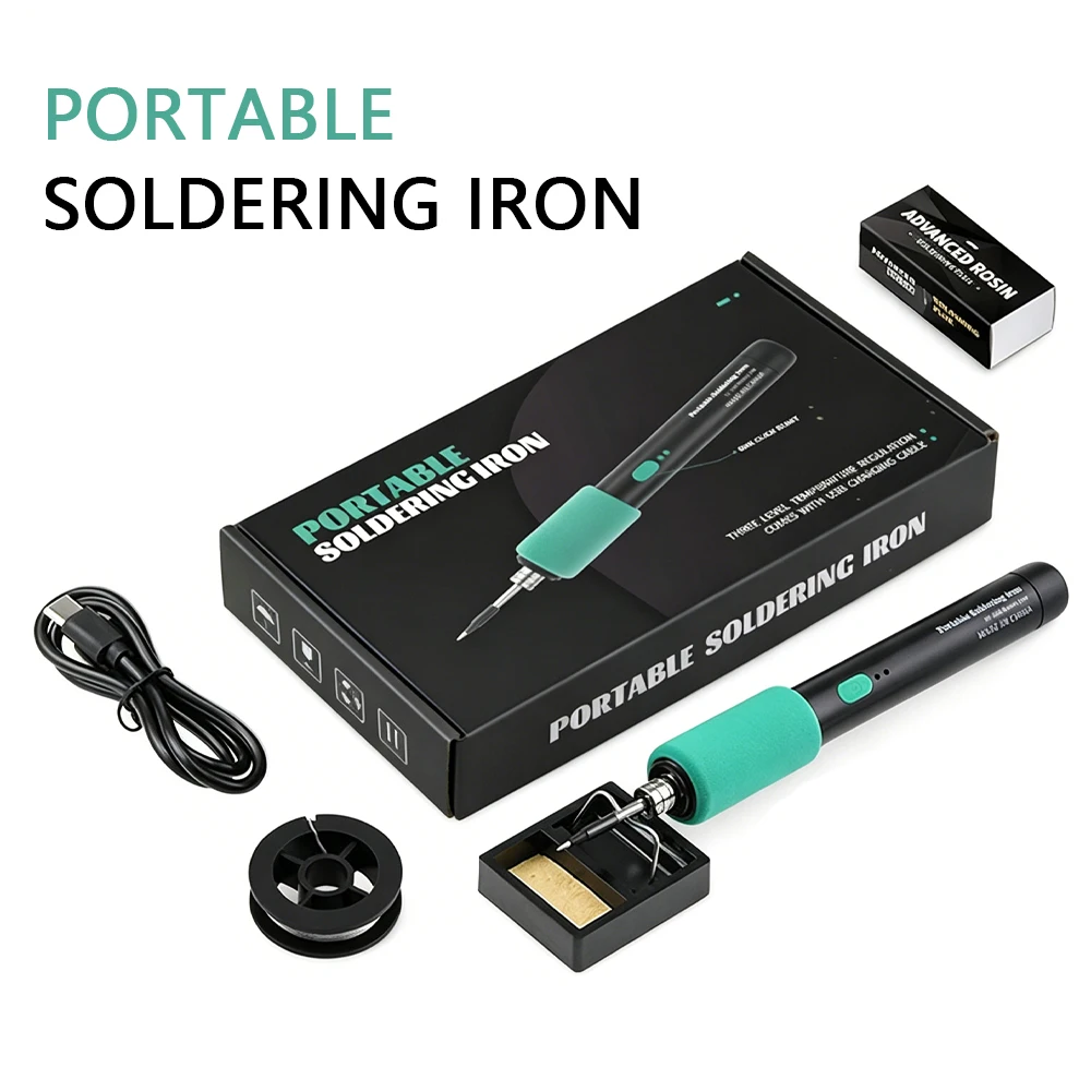 Wireless Soldering Iron Type-C Rechargeable 15W 3-Level Adjustable Temperature Portable Solder Pen Kit for Circuit Board Repair