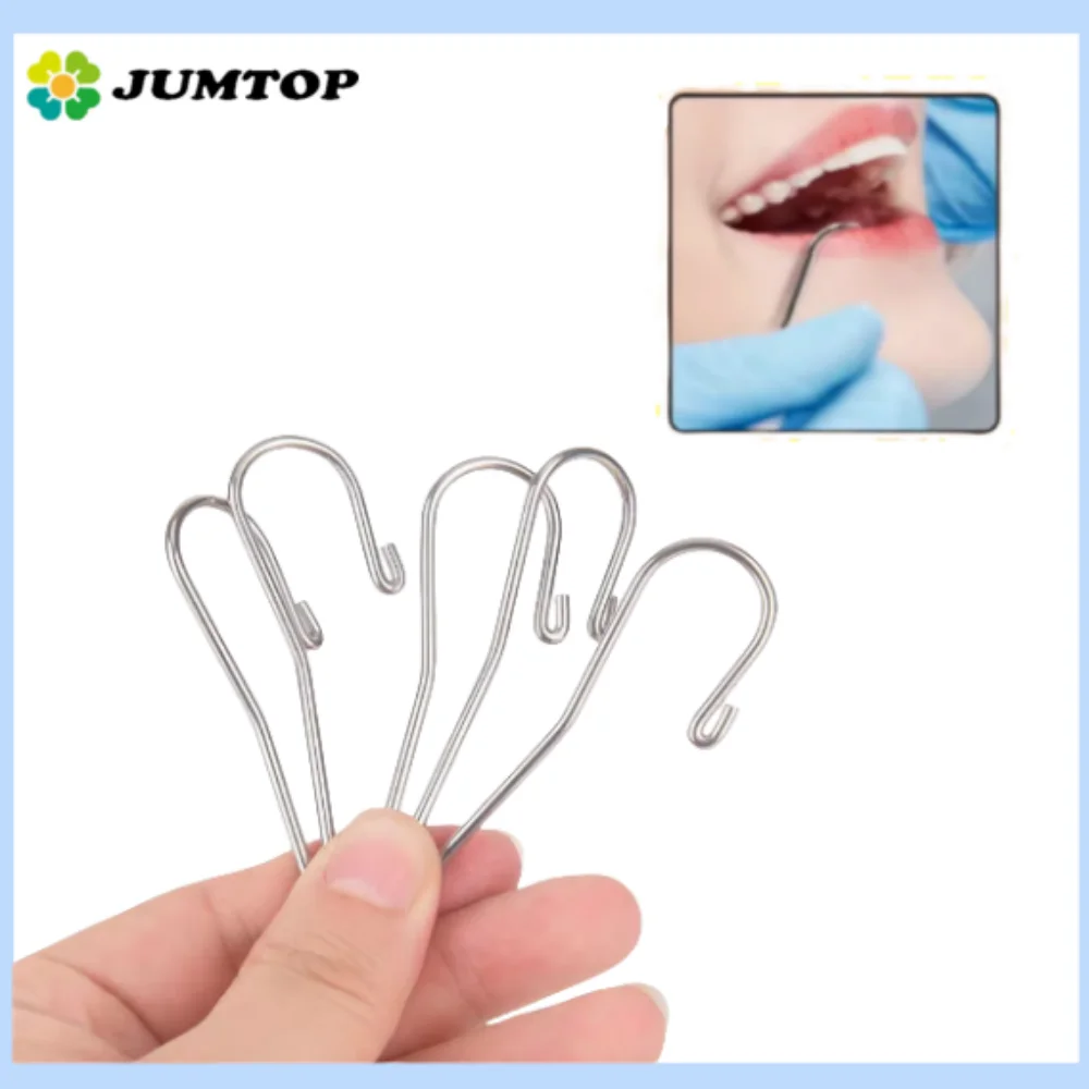 5Pcs/Pack Stainless Steel Dental Lip Hook Root Canal Measuring Accessories Lip Mouth Hook Apex Locator Tool