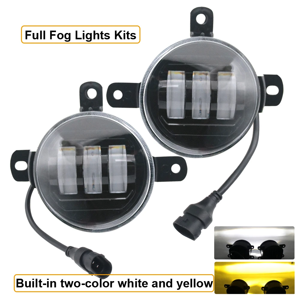 1-Set Led Car Fog Lamp Assembly for Haval H6 Red Logo H6 Sport 2014-2020 Front DRL Daytime Running Light w/ Lens White + Yellow