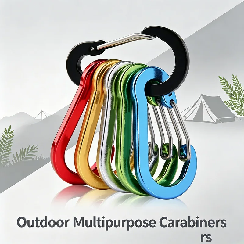 6pcs Small Carabiners Clips Tactical Carabiners Outdoor Camping Multi Tool Mountaineering Buckle Steel HWXGJ02