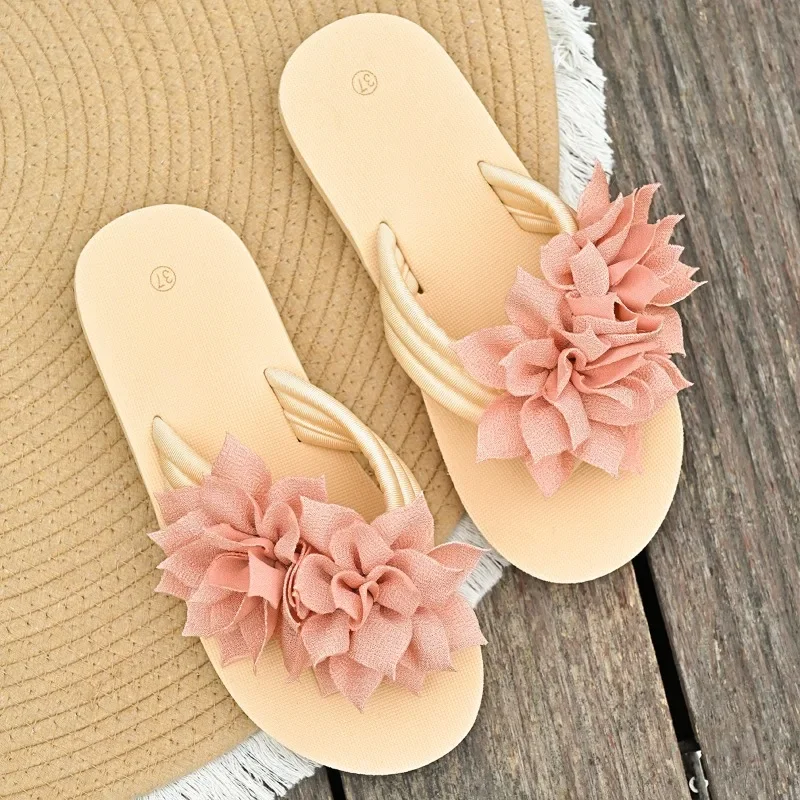 شباشب نسائية كبيرة الحجم 36-45 صنادل ذات رأس مستدير على شكل زهرة صنادل سميكة القاع خفيفة الوزن وناعمة من الأسفل مفتوحة من الأمام أحذية الشاطئ #3