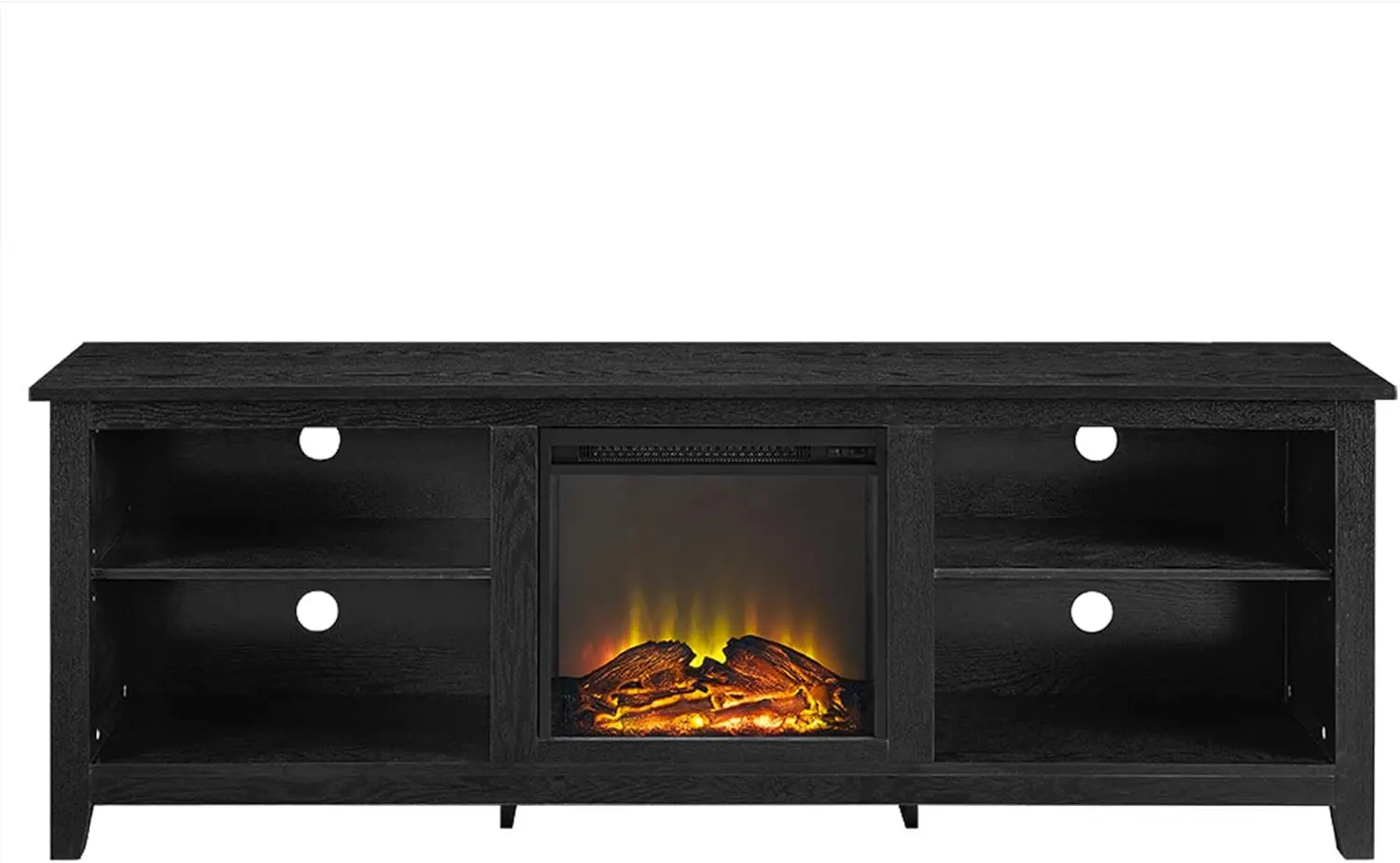 Wren Classic 4 Cubby Fireplace TV Stand for TVs up to 80 Inches, 70 Inch, Black