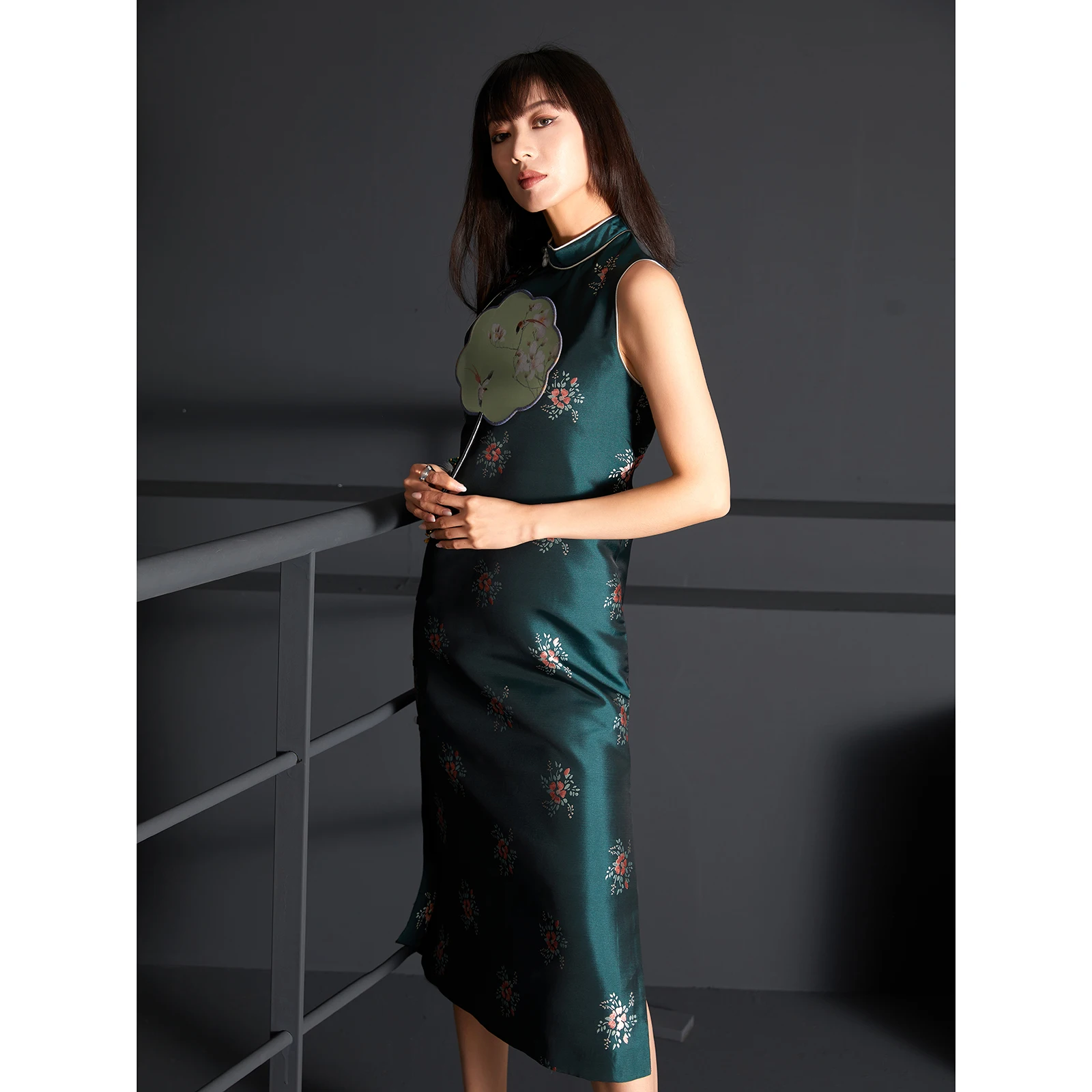 

Original Design Long Maxi Dr Manin Collar Full Open Front No Sve Vintage Republic of Chi Floral Pa...