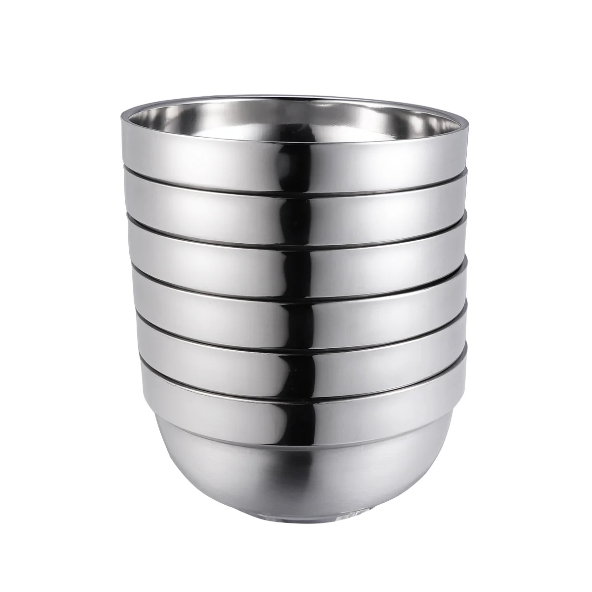 

4pcs 14Cm Stainless Steel Insulated Anti-Hot Bowls Flat Base Safe Soup Rice Bowl Camping Beach Home Kitchenware Dinner Set