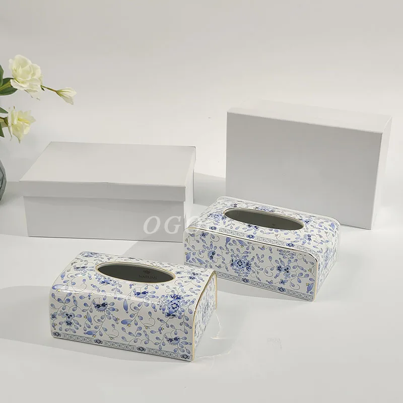 

Bone China Retro Tissue Box Minimalist European Style for Commercial Restaurant Bedroom Living Room Gift Boxed