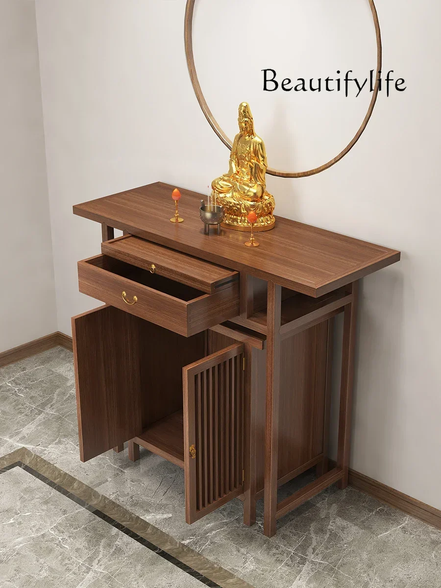 

L Modern Minimalist Solid Wood Altar New Chinese Style Living Room Home Buddha Shrine Silent Style God of Wealth Cabinet