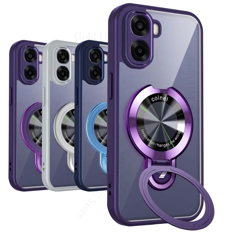 Clear Transparent Phone Case For Oppo Reno15 Pro Max Ring Holder Bracket Acrylic Shockproof Cover For OPPO Reno 14F 13 12 11 Pro