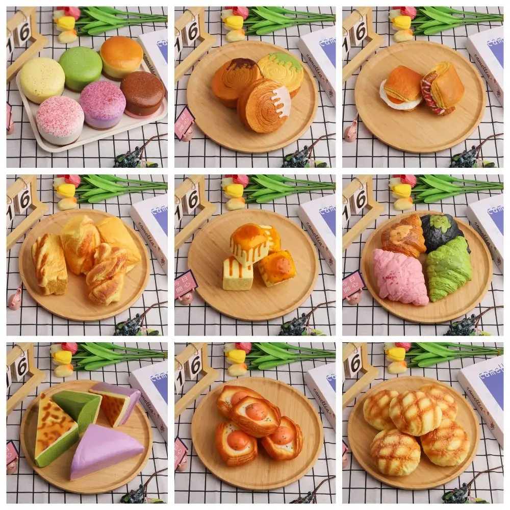 

Funny Simulation Food Baked Food Pinch Toy PU Cheese Cake Dessert Shaped Squeeze Toy Soft Croissant Puffs Slow Rebound Toy Kids