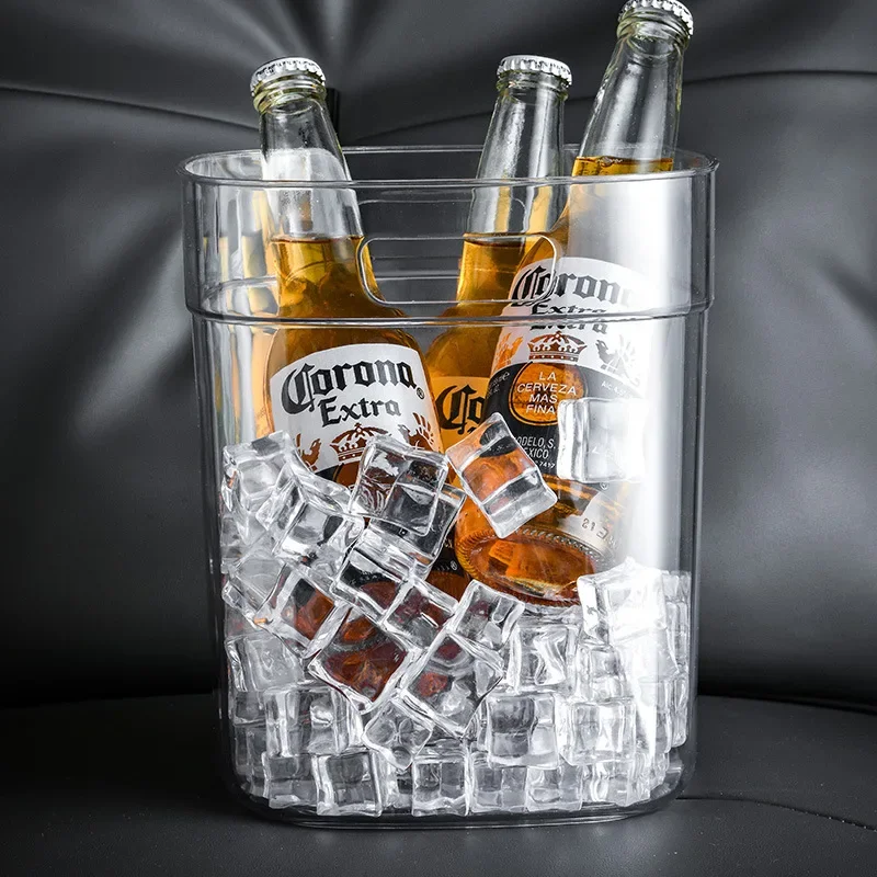 Cubeta de Hielo Creativa 2026, Cubeta de Hielo Comercial de PET para Bares, KTV y Restaurantes, Cubeta de Hielo Transparente de Plástico para Champán