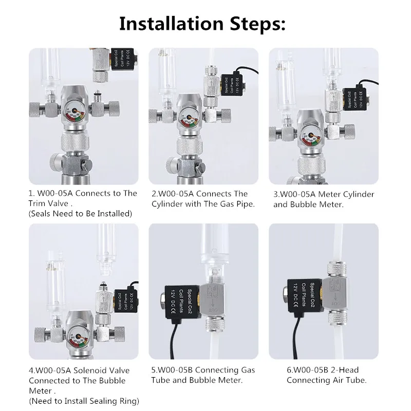 Aquarium CO2 Solenoid Valve Regulator Low Temperature Waterproof CO2 System Aquarium Fish Tank Electric Magnetic Valve DC 12V