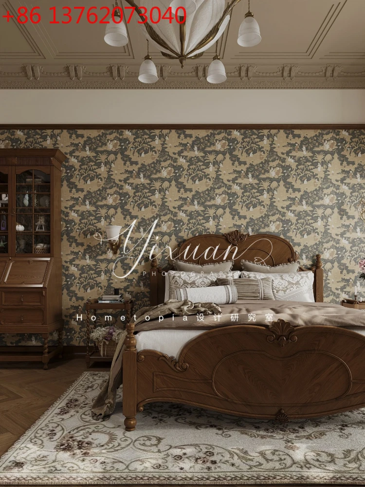 

Американская двуспальная кровать для главной спальни в стиле ретро, французская резная односпальная детская кровать