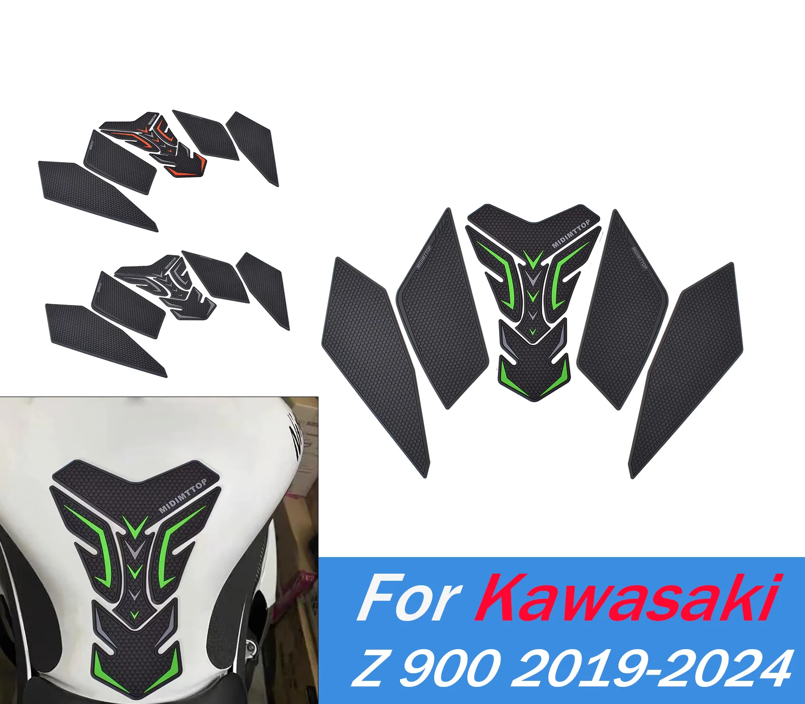 

﻿ Боковая накладка на бак мотоцикла для Kawasaki Z 900 2019-2024 2023 Z900, защитная крышка для масла, газа и топлива, устойчивые к царапинам наклейки