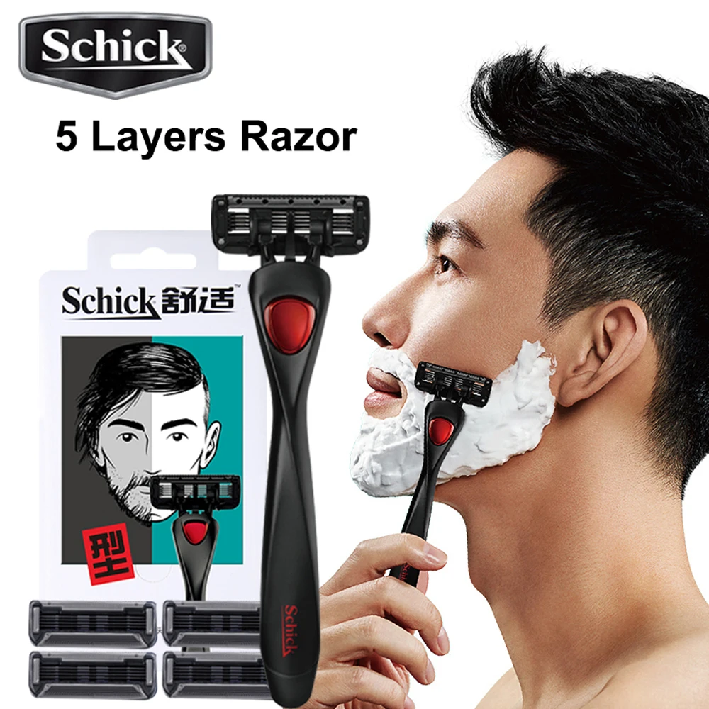 

Schick 5 Layers Manual Razor Blades Men Beard Shaving Hair Shaver Washable Machine Metal Holder Razor Hair Remove Free Shipping