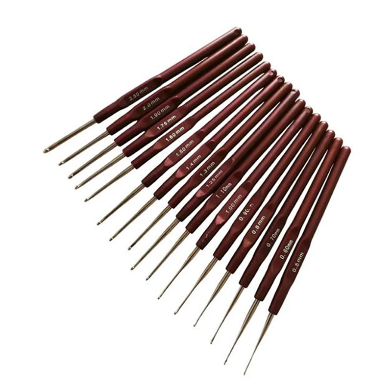 16pcs Plastic Handle Crochet Hooks Handle Knitting Needles Set Crochetings