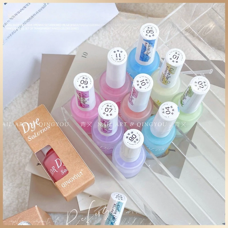 

​​12 Colors Watercolor Cloud Effect Gel Polish for Macaron Candy Color Nail Art Kit Salon Professional Gradient Dipping Gel